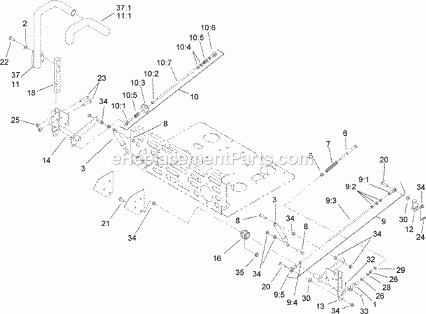 Steering Control Assembly Diagram and Parts List for 74262TE 260000001-260999999 Toro Lawn Mower