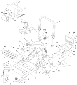 Frame, Caster And Z Stand Assembly Diagram and Parts List for 74942TE (316000001-316999999)(2016) Toro Lawn Tractor