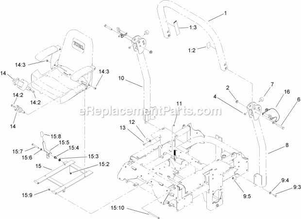 Roll-Over-Protection-System Assembly No. 110- Diagram and Parts List for 74265 260000001-260999999 Toro Lawn Mower