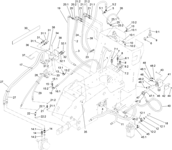Hydraulic Hose Routing Assembly Diagram and Parts List for 23208G 400000000 - 401999999 Toro Stump Grinder