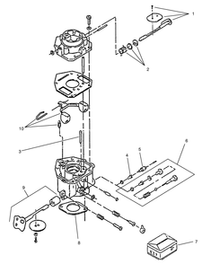 Carburetor Components Assembly Diagram and Parts List for 74021 490001 - 499999 Toro Lawn Tractor