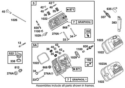 Cylinder Head And Cover Assembly  Briggs And Stratton 303447-1314-E1 Diagram and Parts List for 12003 210000001 - 210999999 Toro Lawn Tractor