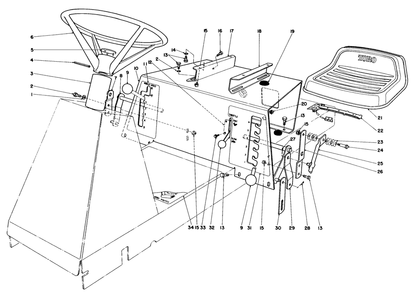 Seat & Steering Wheel Assembly Diagram and Parts List for 56138 3000001 - 3999999 Toro Lawn Tractor