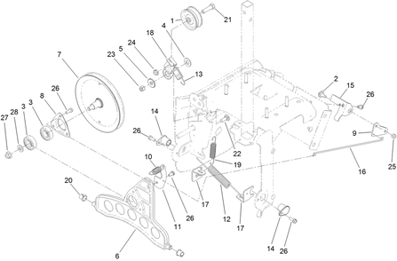 Pulley And Bellcrank Assembly Diagram and Parts List for 37798 413000000 - 416159999 Toro Snow Blower