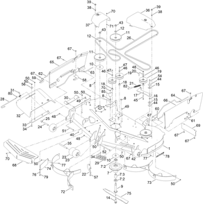 60 Inch Deck Assembly Diagram and Parts List for 76660 400000000 - 999999999 Toro Lawn Tractor