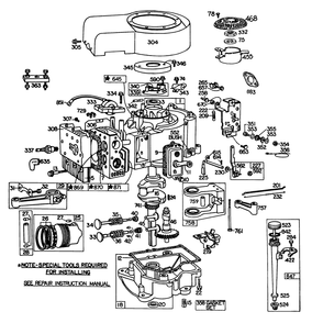Engine Briggs & Stratton Model 252707-0177-01 Diagram and Parts List for 57356 0000001 - 0999999 Toro Lawn Tractor
