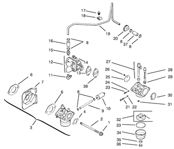 Fuel System Diagram and Parts List for 72064 7900001 - 7999999 Toro Lawn Tractor