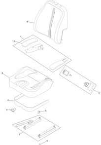 Seat Assembly Diagram and Parts List for 74463 400000000-402099999 Toro Lawn Tractor