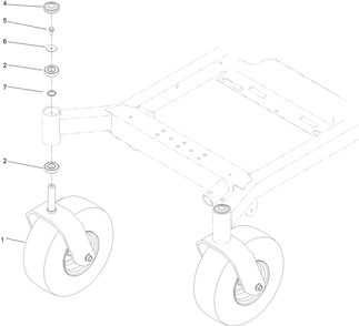 Caster Wheel And Fork Assembly Diagram and Parts List for 77284 410200000-411582569 Toro Lawn Tractor