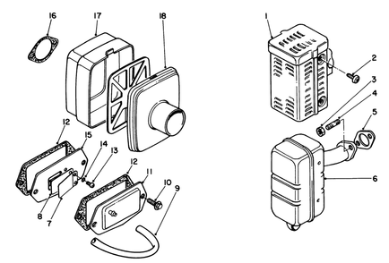 Air Cleaner & Muffler Assembly Diagram and Parts List for 58435 4000001 - 4999999 Toro Edger