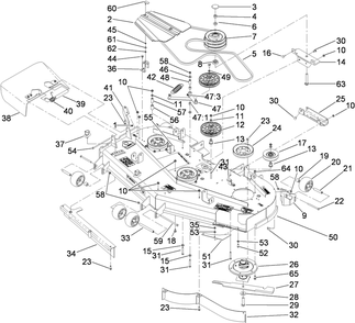 Deck Assembly Diagram and Parts List for 74268 (290000001-290999999)(2009) Toro Lawn Mower