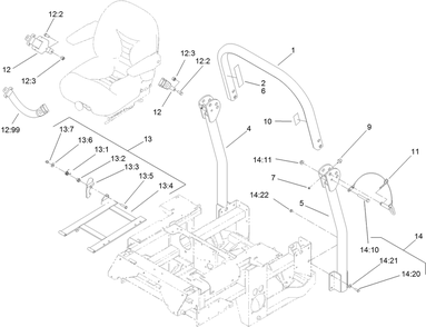 Roll-Over Protection System Assembly Diagram and Parts List for 74268 (313000001-313999999)(2013) Toro Lawn Mower