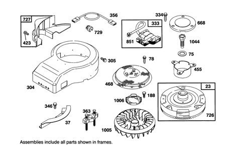 Engine Briggs & Stratton Model 28m707-0122-01 Diagram and Parts List for 71205 59000001 - 59999999 Toro Lawn Tractor