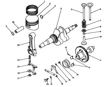 Crankshaft & Camshaft Assembly Diagram and Parts List for 62030 3000001 - 3999999 Toro Generator