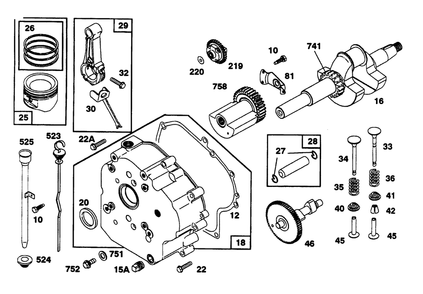 Engine Briggs & Stratton Models 252416-0756-01 & 252416-0757-01 Diagram and Parts List for 38580 5900001 - 5999999 Toro Snow Blower