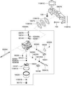 Carburetor Assembly Diagram and Parts List for 22972 402461470 - 404709999 Toro Lawn Tractor Accessories