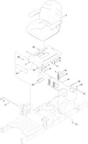 Seat Assembly Diagram and Parts List for 74750 316000001 - 316999999 Toro Lawn Tractor