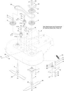 Spindle And Blade Assembly Diagram and Parts List for 22200 (314000001-314999999)(2014) Toro Lawn Mower