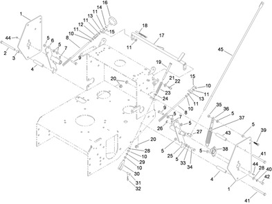 Lower Control Assembly Diagram and Parts List for 39934 (310000001-310999999)(2010) Toro Lawn Mower