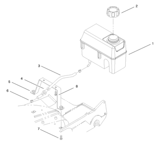 Fuel Tank Assembly Diagram and Parts List for 22161 8900001 - 8999999 Toro Lawn Mower