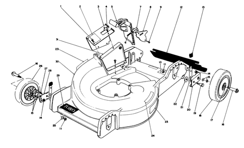 Housing Assembly Diagram and Parts List for 20780C 9000001 - 9999999 Toro Lawn Mower