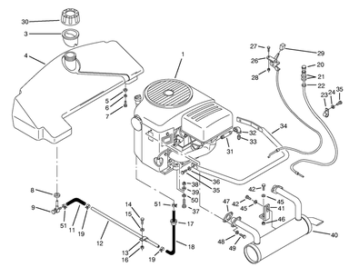 Engine & Fuel System Assembly Diagram and Parts List for 74101 590001 - 599999 Toro Lawn Tractor