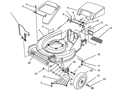 Housing Assembly Diagram and Parts List for 26630BC 4900001 - 4999999 Toro Lawn Mower