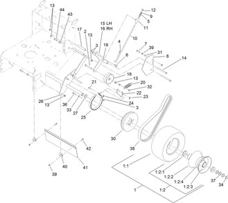 Drive Wheel And Brake Assembly Diagram and Parts List for 39638 400000000-404324999 Toro Lawn Mower