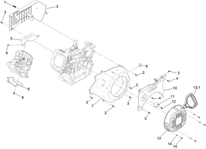 Blower Housing And Shrouds Assembly Diagram and Parts List for 38870 409000000 - 999999999 Toro Snow Blower