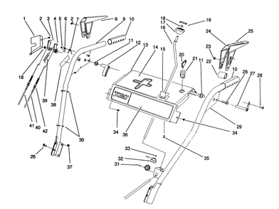 Handle Assembly Diagram and Parts List for 38540 2000001 - 2999999 Toro Snow Blower