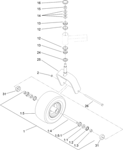 Fork And Caster Wheel Assembly Diagram and Parts List for 74267 403247200-999999999 Toro Lawn Mower