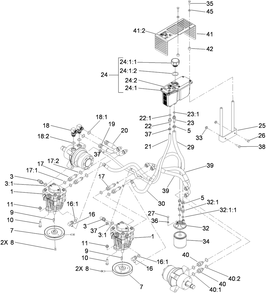 Hydraulic Assembly Diagram and Parts List for 74450TE (310000001-310999999)(2010) Toro Lawn Mower