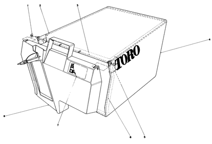 Grass Bag Assembly Diagram and Parts List for 20715 1000001 - 1999999 Toro Lawn Mower