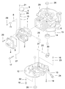 Cylinder & Crankcase Assembly Diagram and Parts List for 20044 99000001 - 99999999 Toro Lawn Mower