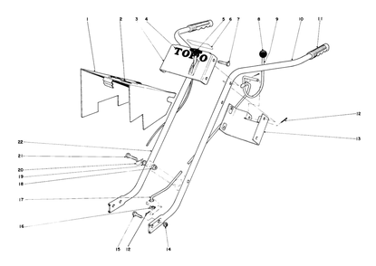 Handle Assembly Diagram and Parts List for 58110 2000001 - 2999999 Toro Tiller