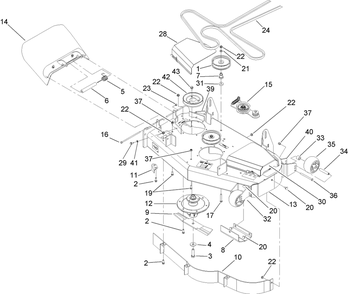 Deck Assembly Diagram and Parts List for 74409TE (280000001-280999999)(2008) Toro Lawn Mower