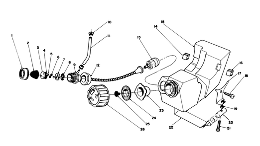 Fuel Tank Assembly Diagram and Parts List for 51643 7000001 - 7999999 Toro Trimmer