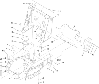 Main Frame Assembly Diagram and Parts List for 22322 407400000 - 407999999 Toro Lawn Tractor Accessories