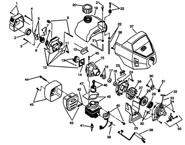Engine Assembly Model No. 51620 Diagram and Parts List for 51653 3900001 - 3999999 Toro Trimmer