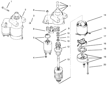 Starter System Diagram and Parts List for 30183 890001 - 899999 Toro Lawn Tractor Accessories