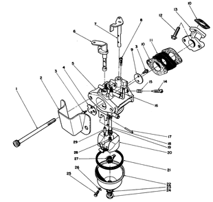 Carburetor Assembly Diagram and Parts List for 38185C 8000001 - 8999999 Toro Snow Blower