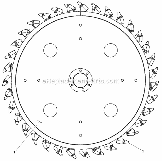 Rock Saw Wheel Assembly Diagram and Parts List for 2011  Toro Lawn Tractor Accessories