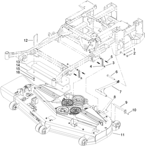 Deck Connection Assembly Diagram and Parts List for 74268TE (250000001-250999999)(2005) Toro Lawn Mower