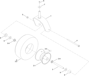 Caster Wheel Assembly Diagram and Parts List for 75306 412300000 - 999999999 Toro Lawn Tractor