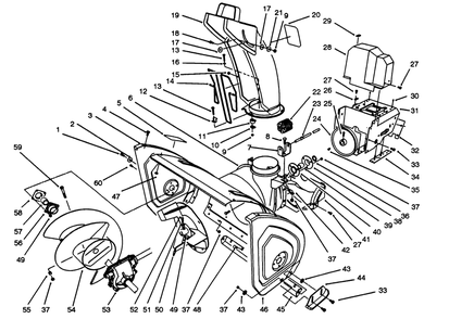 Housing & Chute Assembly Diagram and Parts List for 38543 3900001 - 3999999 Toro Snow Blower
