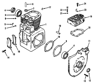 Kohler Crankcase And Cylinder Head Diagram and Parts List for R1-12K804 2000001 - 2999999 Toro Lawn Tractor