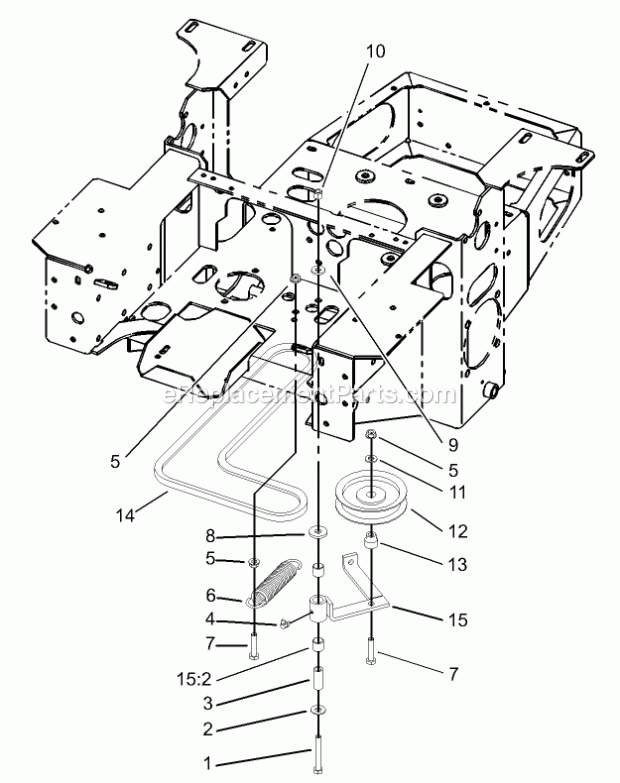 Pump, Idler And Belt Assembly Diagram and Parts List for 74199 230000001-230999999 Toro Lawn Mower