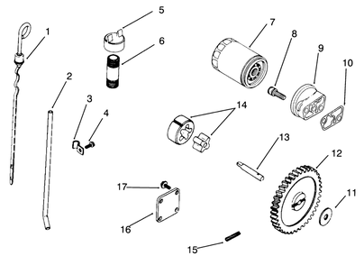 Oil Dip Stick, Filter & Pump Diagram and Parts List for 30718 4900001 - 4999999 Toro Lawn Tractor