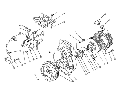Rewind Starter & Magneto Assembly Diagram and Parts List for 62018 3000001 - 3999999 Toro Generator