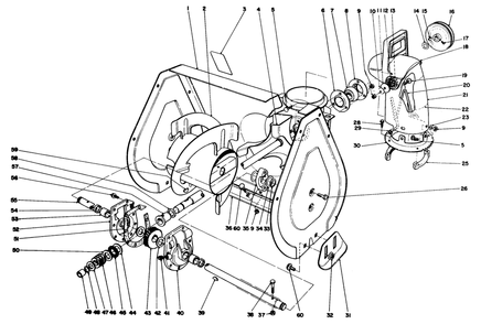 Auger Assembly Diagram and Parts List for 38052 8000001 - 8999999 Toro Snow Blower
